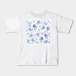 purple blue hydrangea pattern Kids T-Shirt